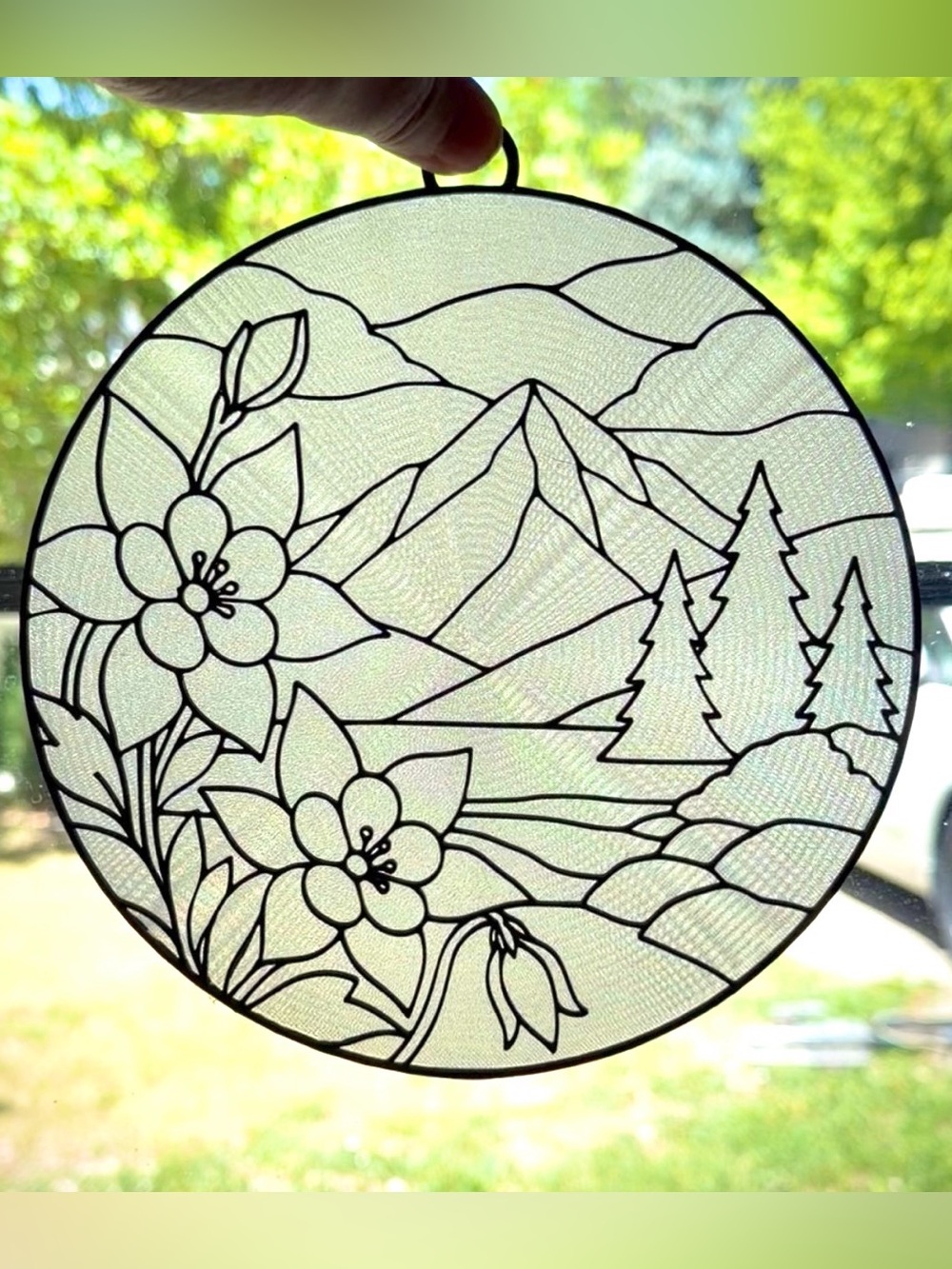 Mountain Scene Suncatcher, Color Your Own Stained Glass Window Decor